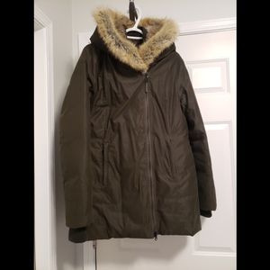 Babaton Harrison Parka, Down filled Winter Jacket, Olive Green, Size Large
